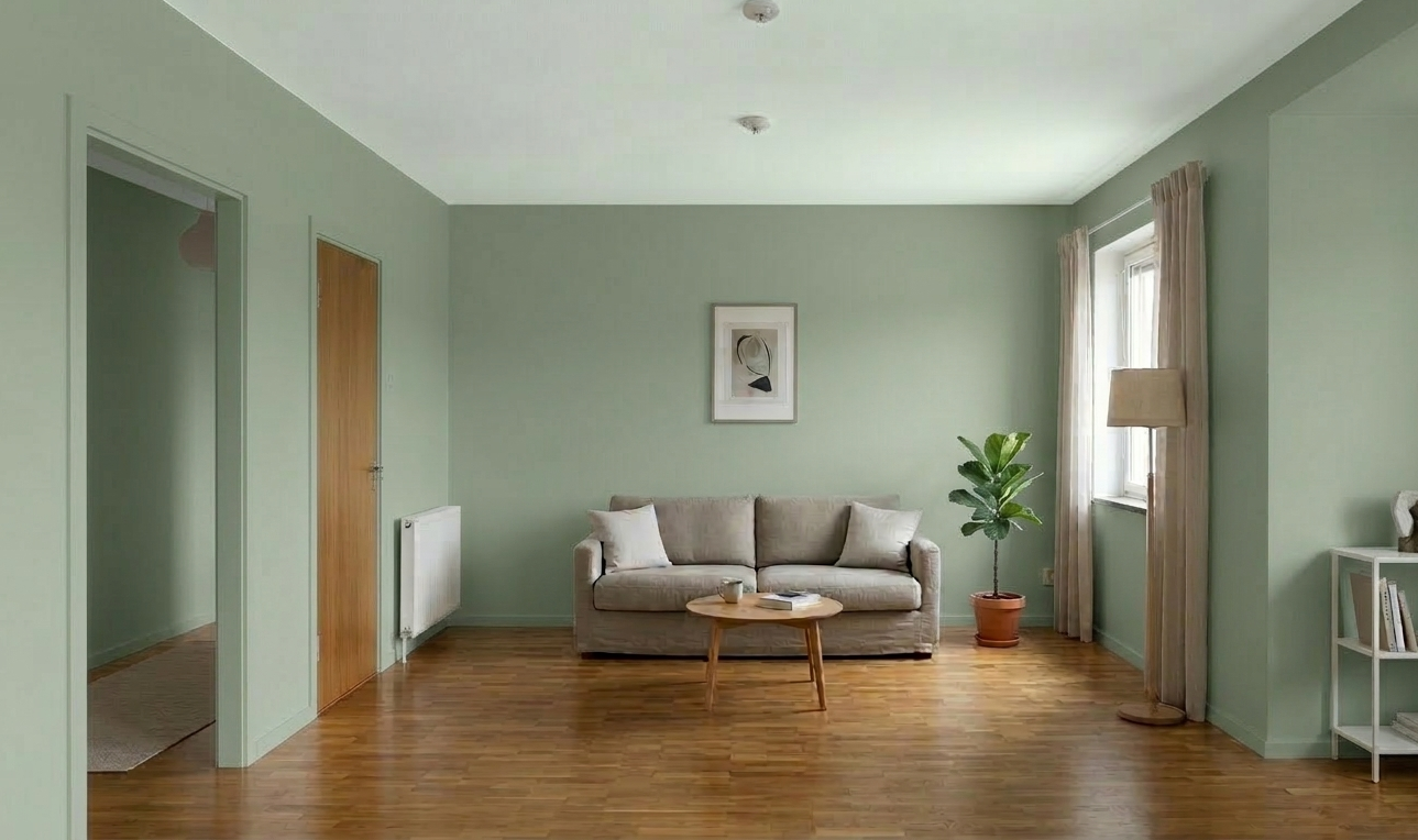 couleur anti-stress salon vert sauge décoration intérieur